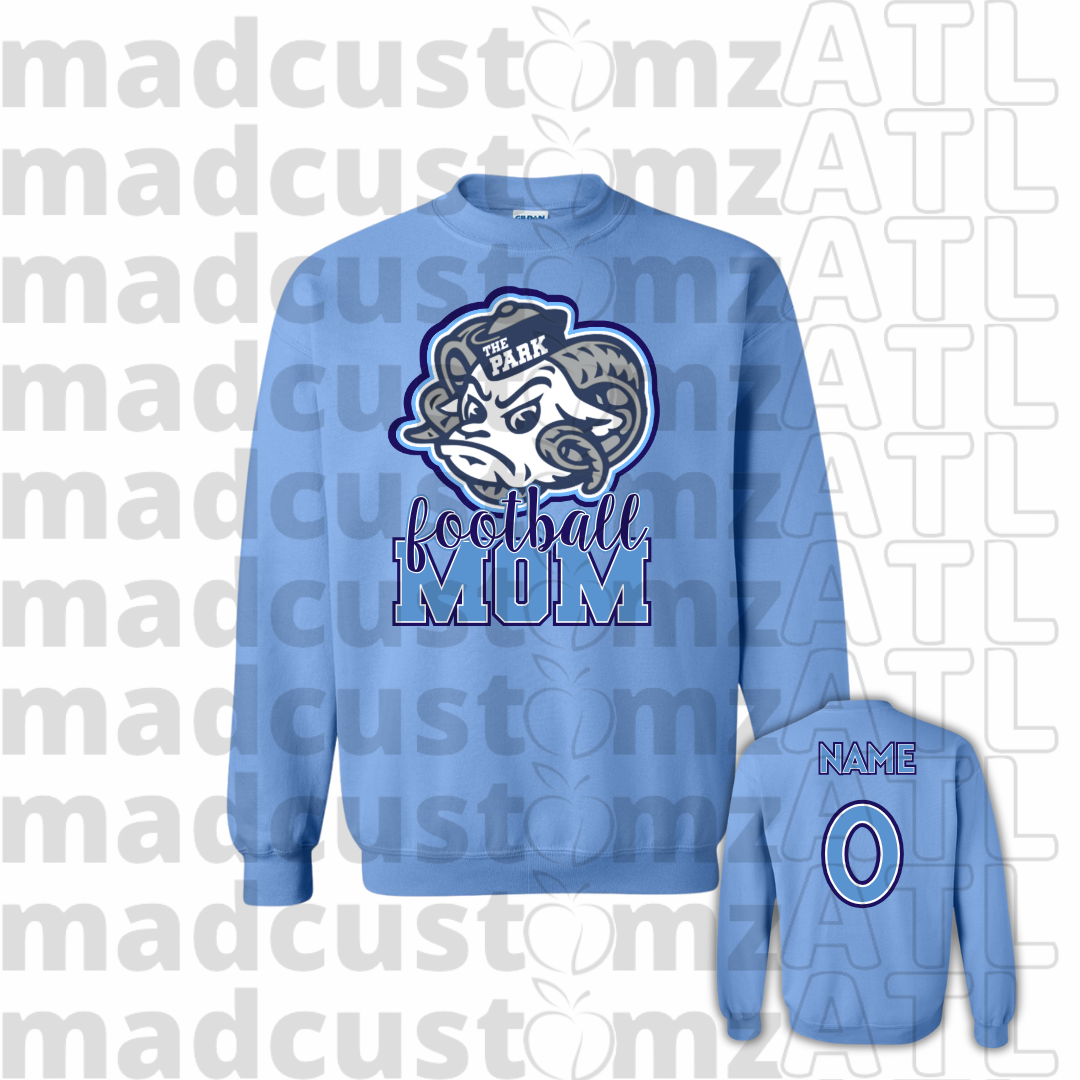 CP Rams Football Mom Team Gear-Carolina Blue