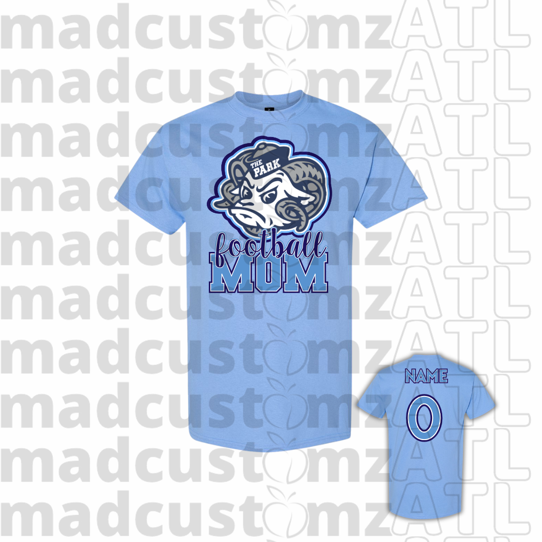 CP Rams Football Mom Team Gear-Carolina Blue