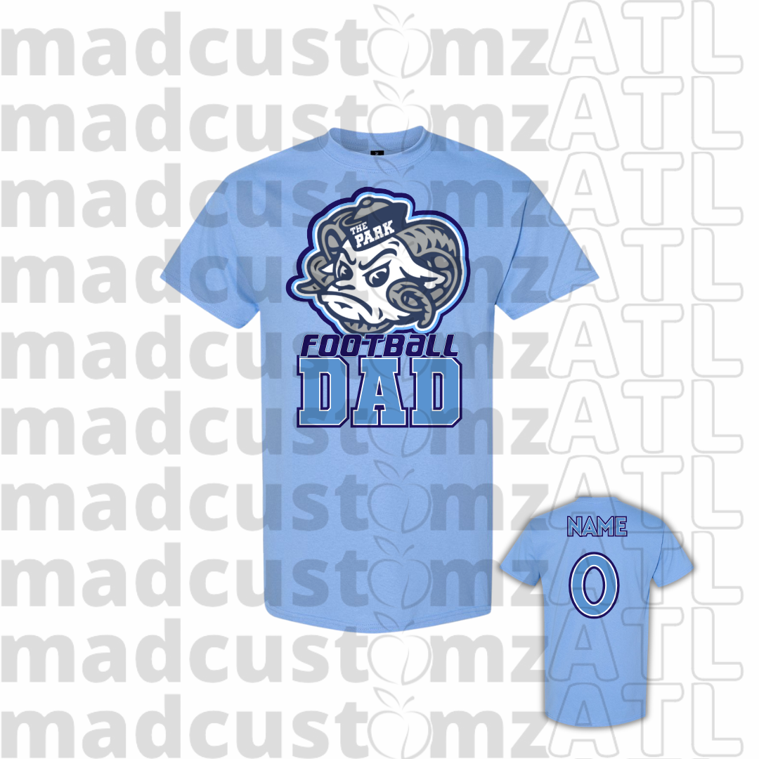 CP Rams Football Dad Team Gear-Carolina Blue