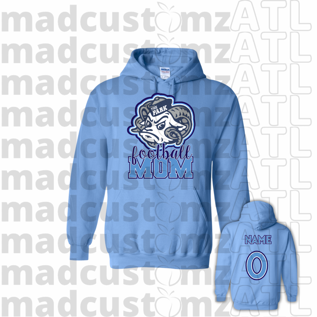 CP Rams Football Mom Team Gear-Carolina Blue