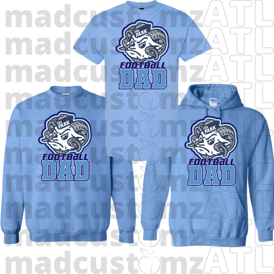 CP Rams Football Dad Team Gear-Carolina Blue