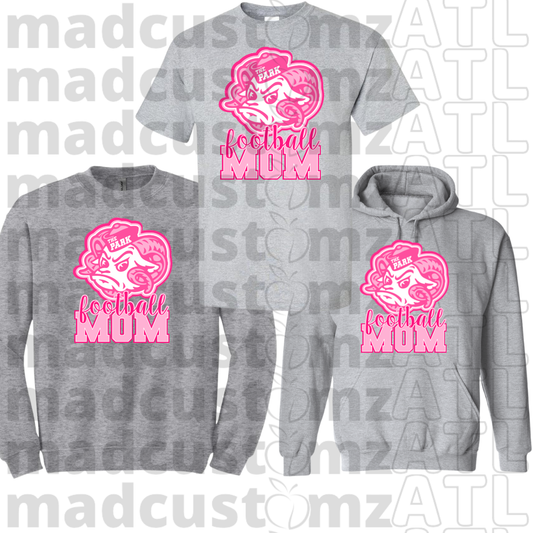 CP Lady Rams Mom Football Team Gear-Grey