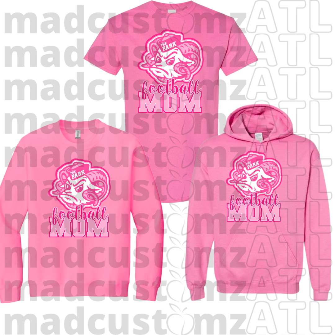 CP Lady Rams Mom Football Team Gear-Pink