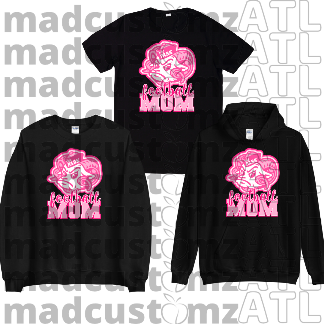 CP Lady Rams Mom Football Team Gear-Black