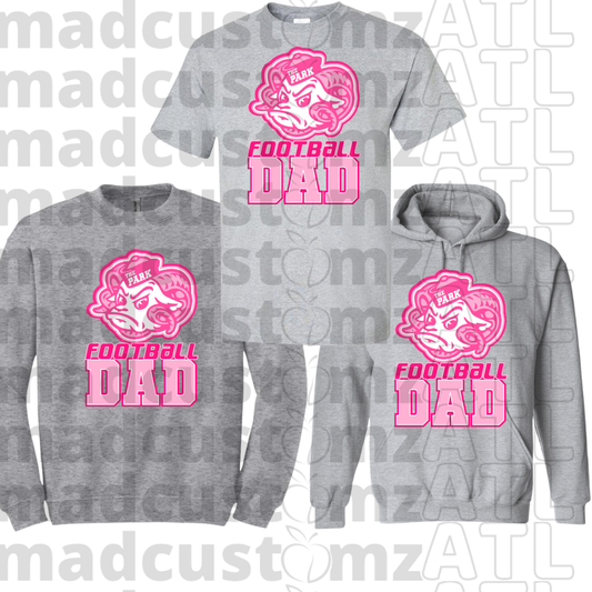 CP Lady Rams Dad Football Team Gear-Grey