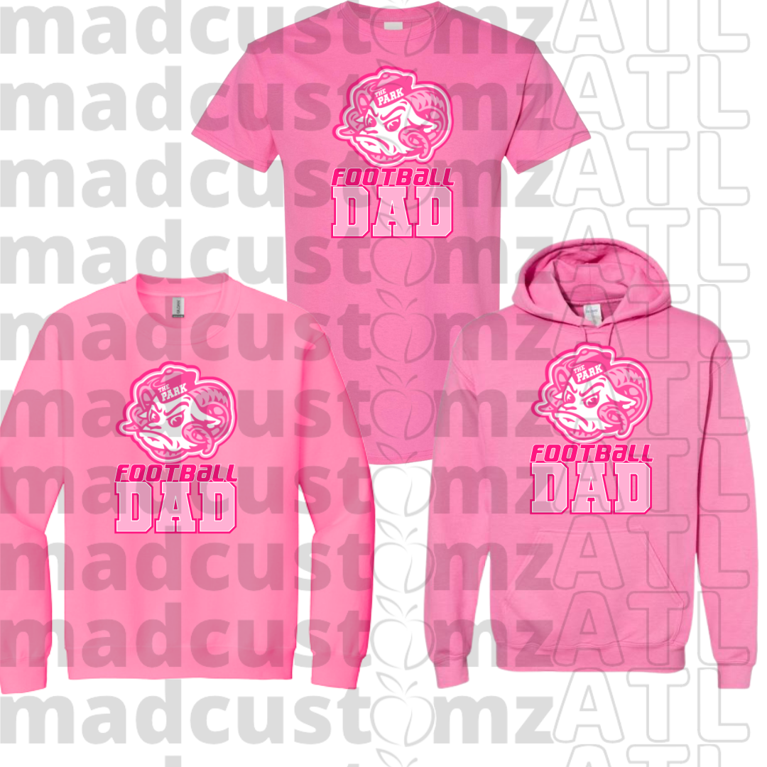 CP Lady Rams Dad Football Team Gear-Pink