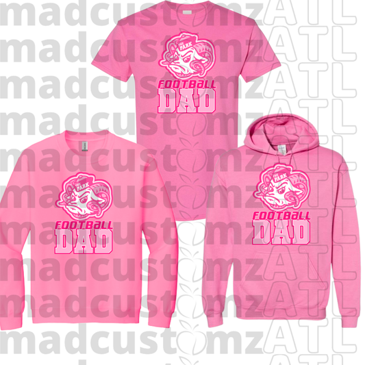 CP Lady Rams Dad Football Team Gear-Pink
