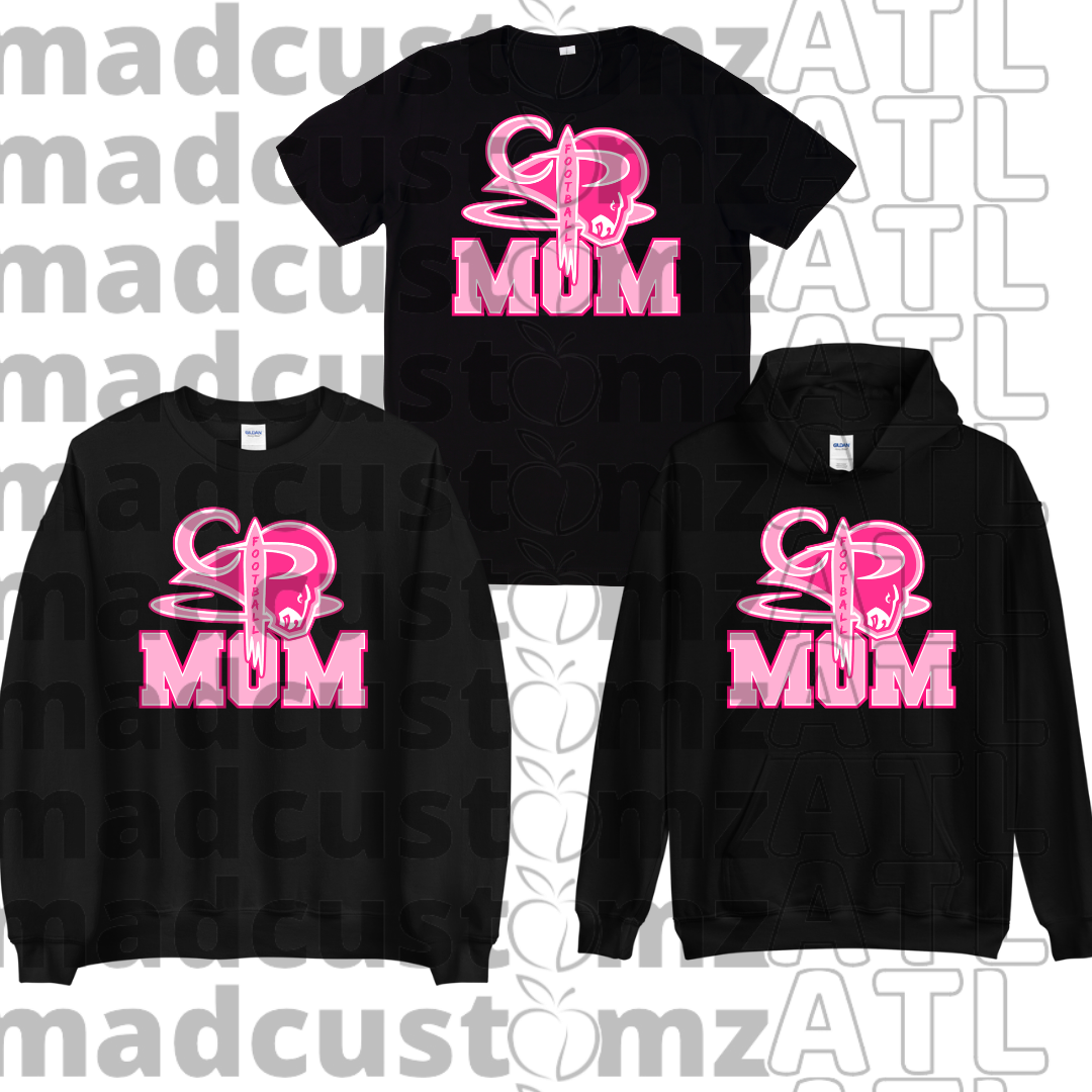CP2 Lady Rams Mom Football Team Gear-Black